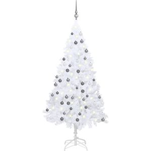 vidaXL Kunstkerstboom met verlichting en kerstballen 150 cm PVC wit