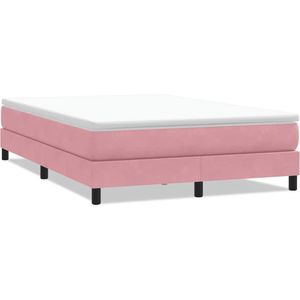 vidaXL Boxspring zonder matras fluweel roze 160x220 cm