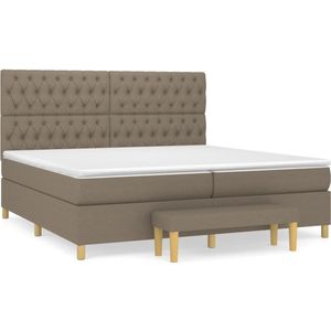 vidaXL Boxspring met matras stof taupe 200x200 cm