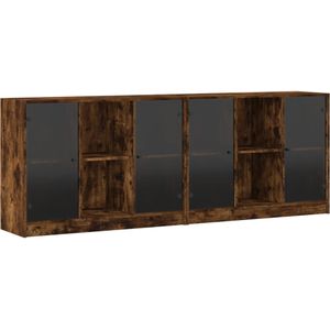 vidaXL Boekenkast met deuren 204x37x75 cm hout gerookt eikenkleurig