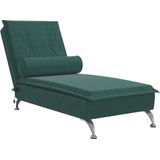 vidaXL Massage chaise longue met bolster fluweel donkergroen