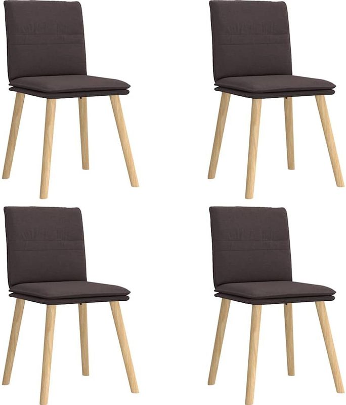 vidaXL Eetkamerstoelen 4 st stof donkerbruin