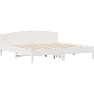 vidaXL Bedframe met hoofdbord massief grenenhout wit 180x200 cm