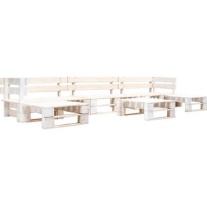 vidaXL 6-delige Loungeset pallet hout wit