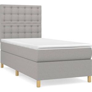 vidaXL Boxspring met matras stof lichtgrijs 80x200 cm