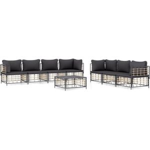 VidaXL 8-delige Loungeset met Kussens - Poly Rattan Antracietkleurig