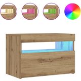 vidaXL Nachtkastje met LED 60x35x40 cm bewerkt hout artisanaal eiken