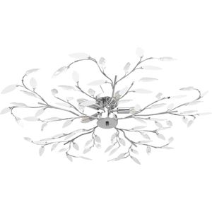 VidaXL Plafondlamp met Acryl Kristallen Bladarmen Voor 5xE14 Wit