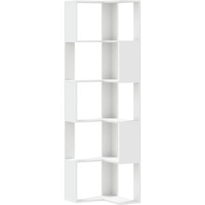 vidaXL Boekenkast 5-laags hoek 50x50x179 cm bewerkt hout wit