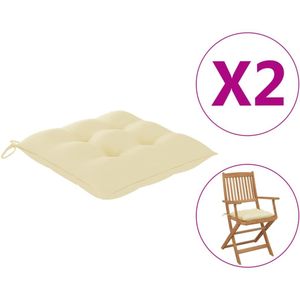 vidaXL-Stoelkussens-2-st-40x40x7-cm-stof-crèmewit