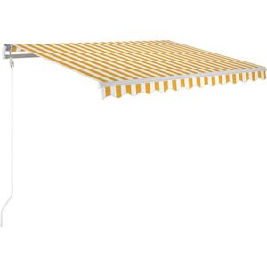 vidaXL Luifel automatisch met LED en windsensor 350x250 cm geel en wit