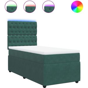 vidaXL - Boxspring - met - matras - fluweel - donkergroenx190 - cm