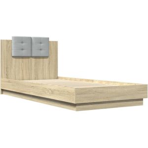 vidaXL Bedframe met hoofdeinde bewerkt hout sonoma eiken 100x200 cm