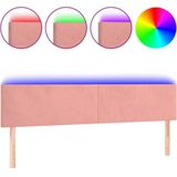 vidaXL Hoofdbord LED 200x5x78/88 cm fluweel roze