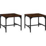 vidaXL Bijzettafels 2 st 40x40x35 cm bewerkt hout gerookt eiken