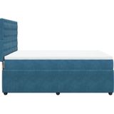 vidaXL Boxspring met matras fluweel donkerblauw 140x190 cm