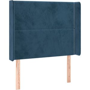 vidaXL Hoofdbord met randen 93x16x118/128 cm fluweel donkerblauw