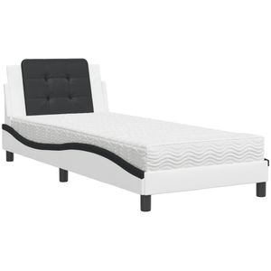 vidaXL Bed met matras kunstleer zwart en wit 80x200 cm