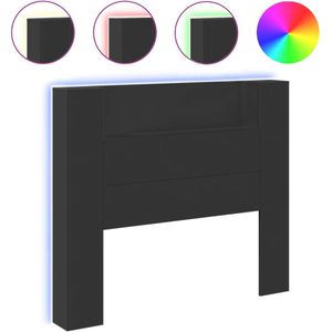 vidaXL Hoofdbordkast met LED-verlichting 120x16,5x103,5 cm zwart