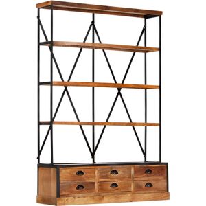 vidaXL Boekenkast 4-laags met 6 lades 122x36x181 cm massief mangohout