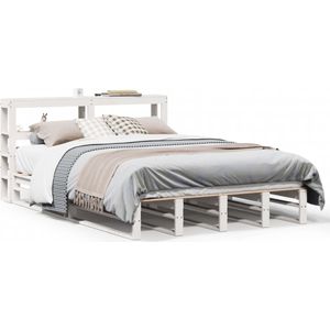 vidaXL Bedframe zonder matras massief grenenhout wit 120x200 cm