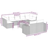 vidaXL - 10-delige - Loungeset - met - kussens - poly - rattan - grijs