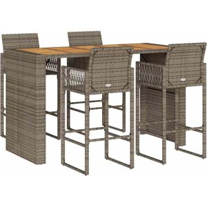 vidaXL 5-delige Tuinbarset zonder kussens poly rattan acacia grijs