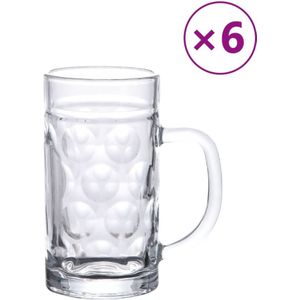 vidaXL Bierpullen met handvat 6 st 500 ml glas