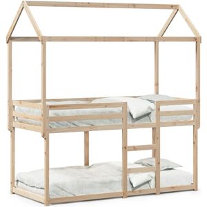 vidaXL - Stapelbedframe - zonder - matras - massief - grenenhoutx190 - cm