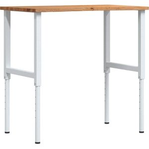 vidaXL Werkbank 100x60x(71,5-98) cm eikenhout lichtbruin