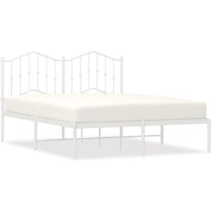 vidaXL Bedframe met hoofdbord metaal wit 140x190 cm