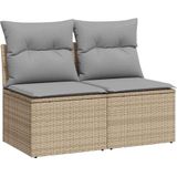 vidaXL 2-delige Loungeset met kussens poly rattan acacia beige