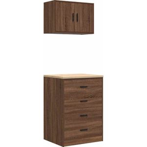 vidaXL Garagekasten 2 st spaanplaat bruin eiken