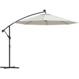 vidaXL Zweefparasol met LED-verlichting en metalen paal 300 cm zand