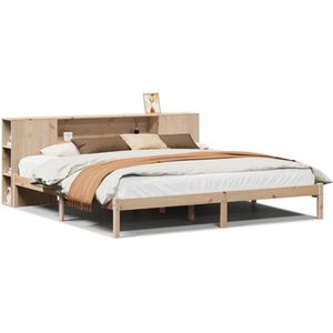 vidaXL Bed met boekenkast zonder matras massief grenenhout 180x200 cm