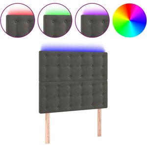 vidaXL Hoofdbord LED 80x5x118/128 cm fluweel donkergrijs