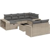 vidaXL 11-delige Loungeset met kussens poly rattan grijs