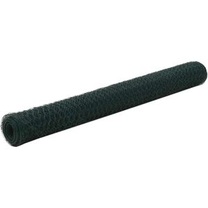vidaXL Kippengaas 25x1,2 m staal met PVC coating groen