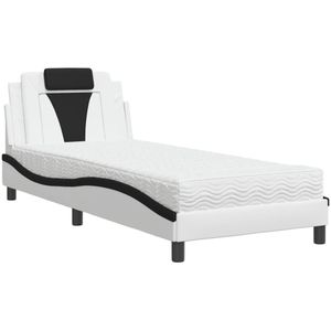 vidaXL Bed met matras kunstleer zwart en wit 80x200 cm