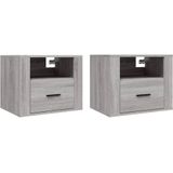 vidaXL Nachtkastjes 2 st wandgemonteerd 50x36x40 cm grijs sonoma eiken