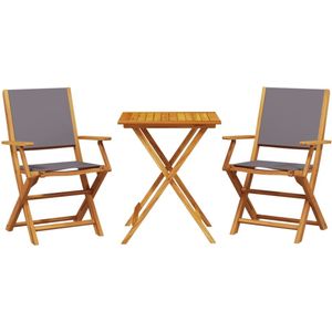 vidaXL 3-delige Bistroset stof en massief hout antracietkleurig