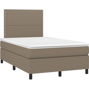 vidaXL Boxspring met matras stof taupe 120x190 cm