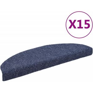 vidaXL Trapmat zelfklevend 65x21x4 cm naaldvilt blauw 15-delig