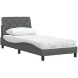 vidaXL - Bed - met - matras - stof - donkergrijsx200 - cm