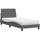 vidaXL - Bed - met - matras - stof - donkergrijsx200 - cm