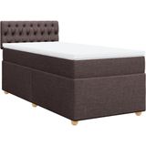 vidaXL Boxspring met matras stof donkerbruin 90x200 cm