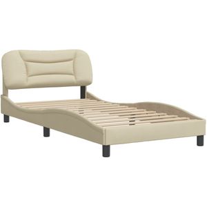 vidaXL Bedframe zonder matras 100x200 cm stof crèmekleurig