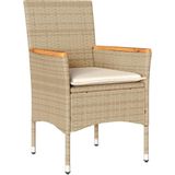 vidaXL 5-delige Tuinset met kussens poly rattan en acaciahout beige