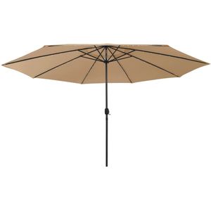 vidaXL Parasol met LED-verlichting en metalen paal 400 cm taupe