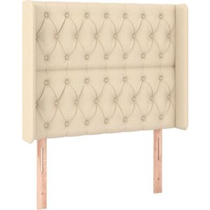 vidaXL Hoofdbord met randen 93x16x118/128 cm stof crèmekleurig